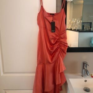 Nasty Gal satin rouched slip dress